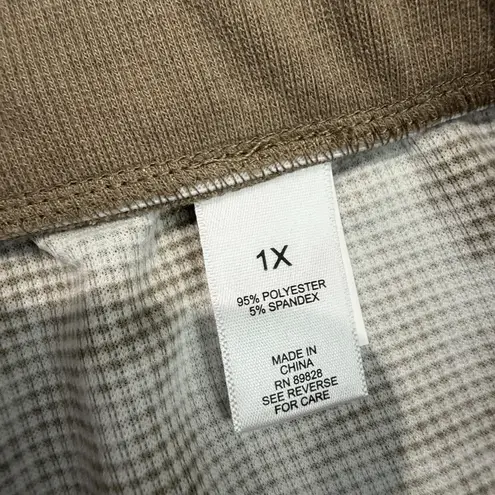 LOGO By Lori Goldstein LOGO Life by Lori Goldstein Waffle Knit Wide Leg Pant 1X Tan Pull On Casual NWOT