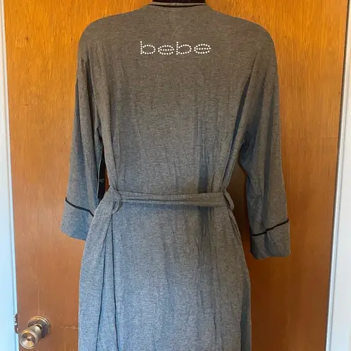 Bebe 🆕  Grey Robe with Black Line Accent