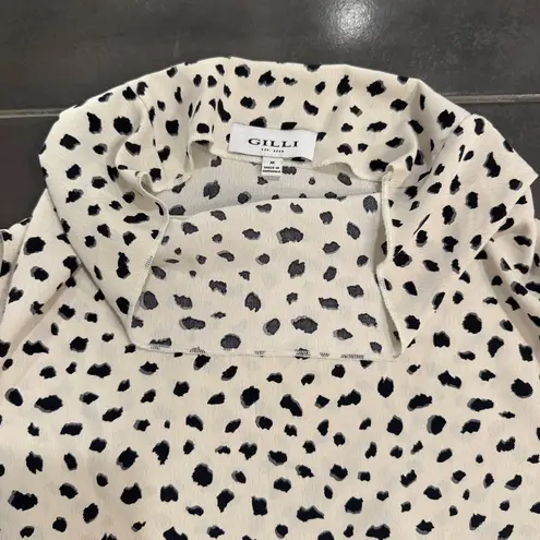 Gilli White and Black Polka Dot Women's Top Size M
