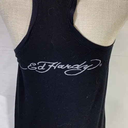 Ed Hardy Racerback Sheer Black Tiger Tank Size X Small