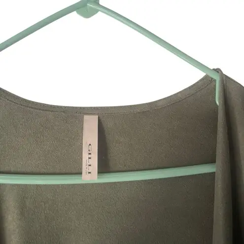 Gilli Size Large Green Faux Suede Open Front Duster Long Cardigan Top