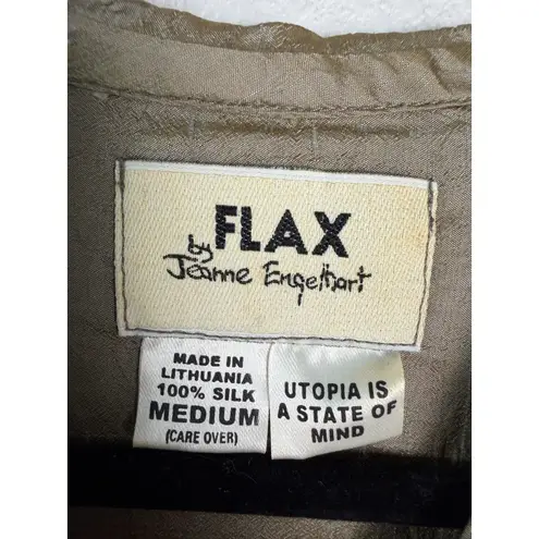 Flax Jeanne Engelhart Vintage Silk Green Metallic Oversized Maxi Dress Medium