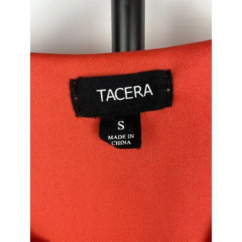 Tacera Coral Orange Embroidered Boho Coastal Knee Length Lightweight Dress Sz S