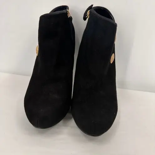 Guess  Black Belle Leather Suede Ankle Heel Booties Size 8