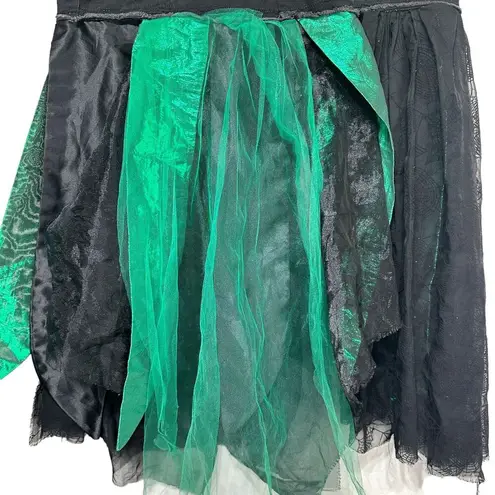 blue asphalt denim tulle green spider web gothic Zip Pockets Skirt Size 5 - Image 4