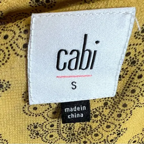CAbi mustard yellow and black paisley print top size small