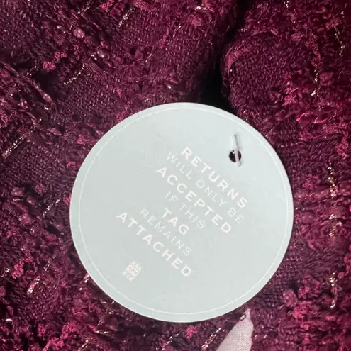 Hill House NWT Burgundy Valentina Tweed Jacket with Gold Buttons Old Money - Med