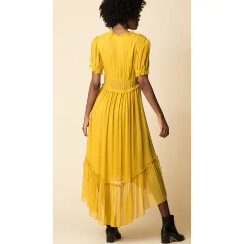 Ulla Johnson Sonja Midi Dress Women 6 Yellow 100% Silk Peasant Prairie Milk Maid
