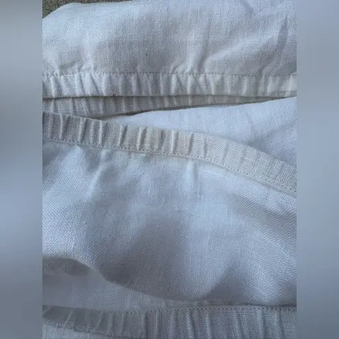 Magaschoni White Eyelet Cropped Pants 100% Linen Women’s Size Large