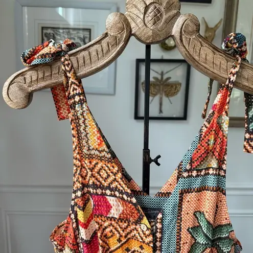 Haute Hippie Boho Patchwork Print Colorful Wode Leg Jumpsuit XS