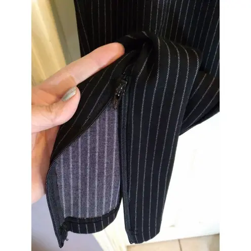 Betabrand Black Pinstripe Pants Zip Pockets And Legs Sz L