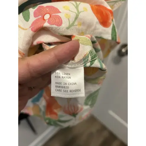 C&C California C & C California Womens Floral Linen Top Small Hawaiian Tropical Cruise Beach