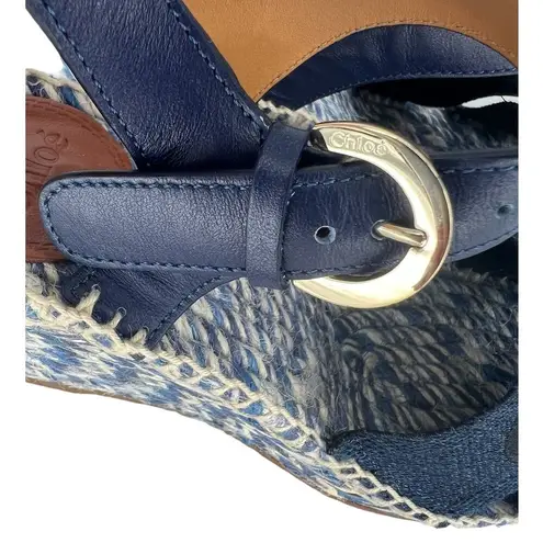 Chloé Chloe Piia Espadrille Logo Wedges in Denim