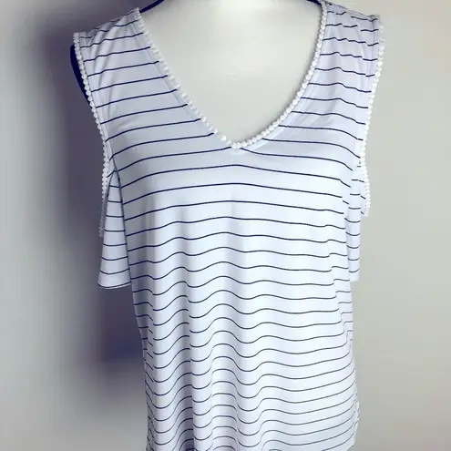 Maison Jules  Size XL Womens White Striped Blouse