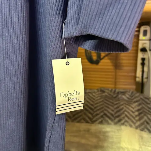 Ophelia Roe Blue Ribbed Puff Sleeve Top 1X