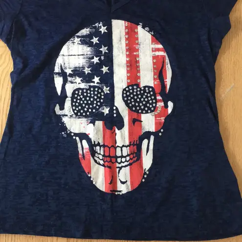 Women's American Flag Skull T