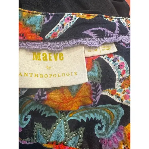 Maeve by Anthropologie Carter Boho Floral Tie-Front Blouse Size 2