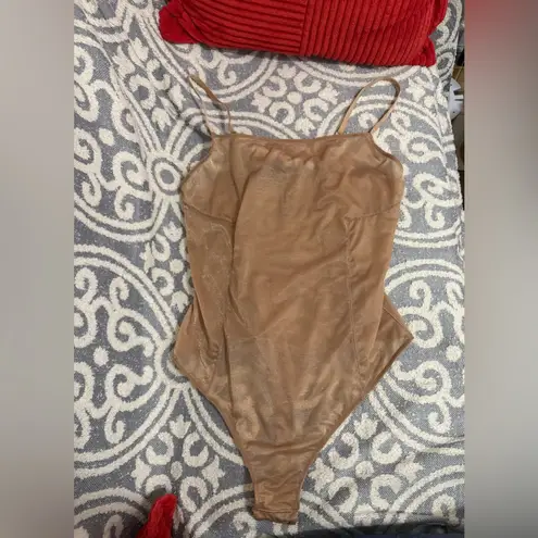 SKIMS Size XL Glissenette Sienna Scoop Neck Sheer Bodysuit Shimmery NWT