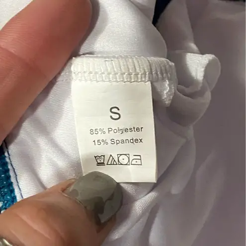 None Multi Color Verticle Stripe V-Neck Longline Bikini Size Small