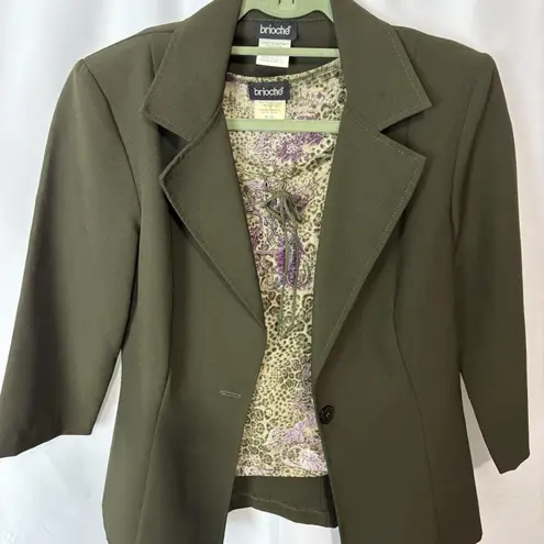 Vintage Brioche Juniors 3 Piece Skirt Suit Jacket Skirt Top Sz 9/10 Olive Green