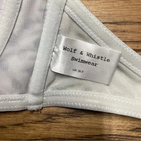 Wolf & Whistle halter bikini top. Navy on white polka dots. 36F Blue Size undefined