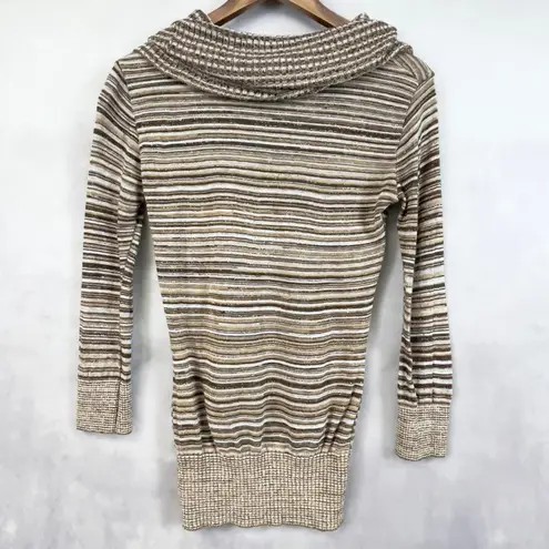 A Byer Vintage Womens Sweater Small Striped Metallic Cowl Neck Y2K - Image 4