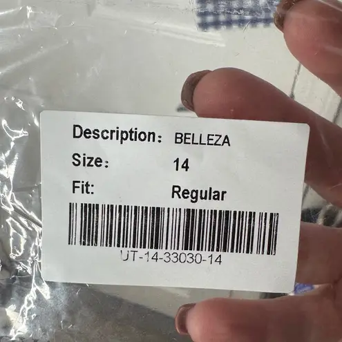 UNTUCKIT NWT Belleza Blue White Plaid Button Down Woman's Shirt Size 14