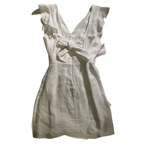 Donna Mizani Linen Blend White Ruffle Wrap Dress XS