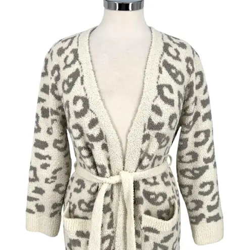 Comfyluxe Leopard Print Luxury Soft Robe Cream Ivory Gray One Size NWT