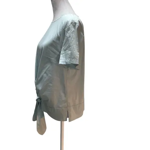 Dylan Gray Powder Blue Short Sleeve Zip Back Tie Front Blouse Size Medium