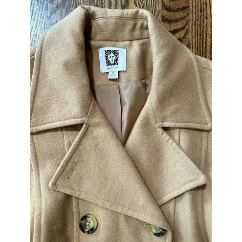 Anne Klein  Women’s Double Breast Wool Blend Tan Mid Length Pea coat  Size 2X EUC