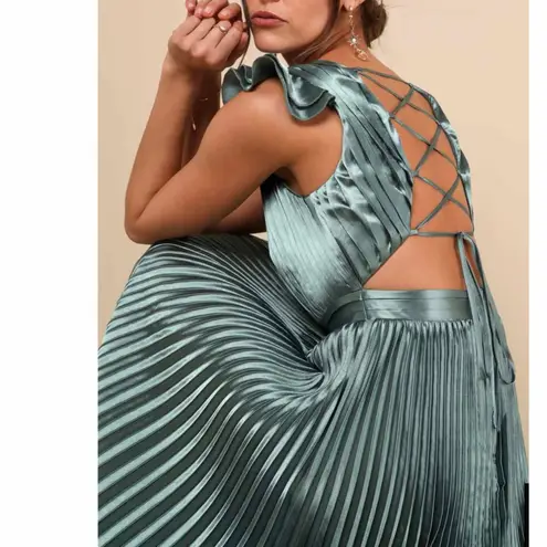 Lulus Exceptional Drama Sage Green Satin Lace