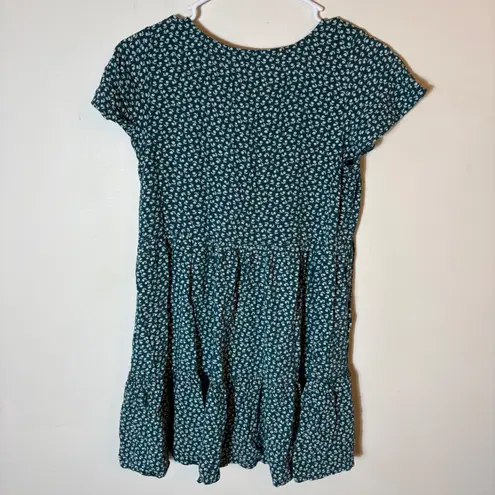 American Eagle ‎ Floral Babydoll Dress Green Tiered Size Small