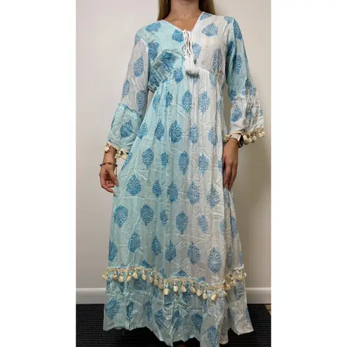 Boho Floral Pom Pom Dress with Gold and Rope Accents Size undefined