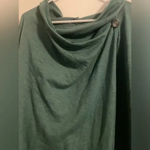 LOGO By Lori Goldstein Logo Lounge By Lori Goldstein Green Cowl Wrap Button Top Wrap Tunic Sweater 2X