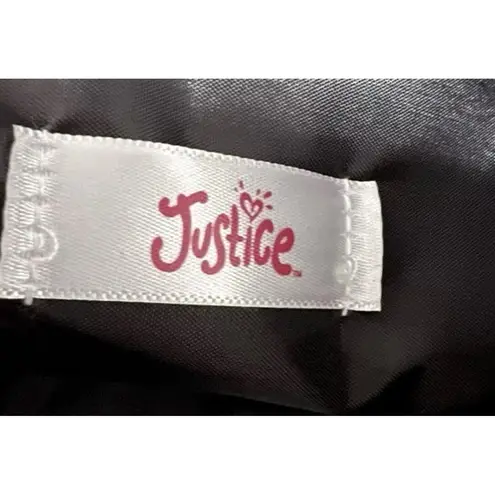 Justice Tote Bag Black White Logo Print Bottom Zip Compartment Travel New