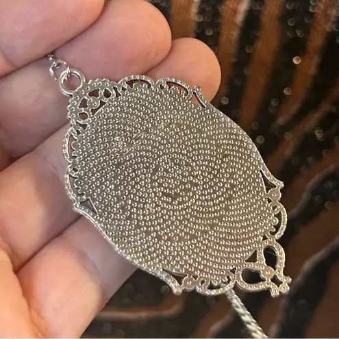 Handmade Handcrafted cowhide vintage gem cameo pendant on chain necklace