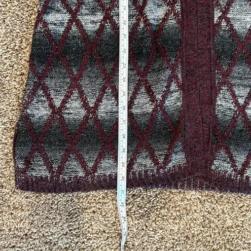 cj banks long cardigan sweater vest burgundy gray black size X