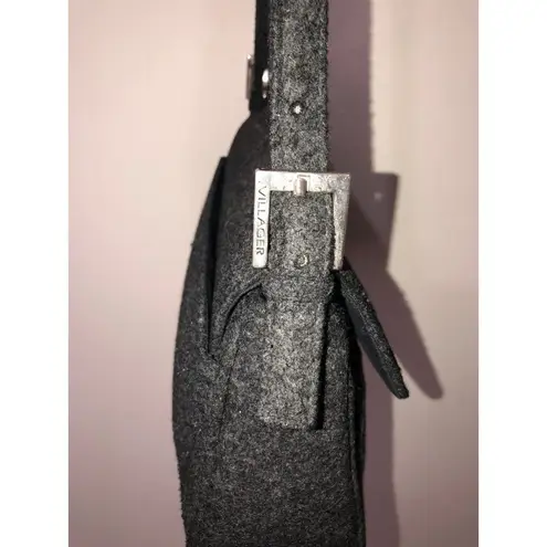 Villager Handbag Gray Textured Leaves Fabric Shoulder Bag Purse Fall Felted Liz Claiborne