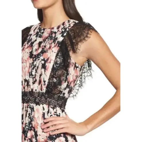 Foxiedox  Jasmine Floral Pleated Lace Trim Midi Dress Size S