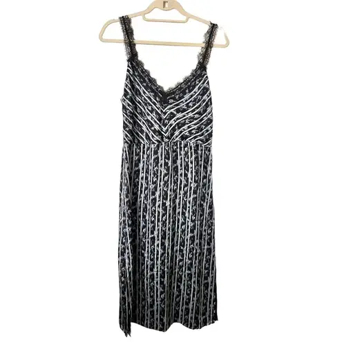 Jason Wu Ikate Striped Patterned Lace Trim Slip Midi Dress NWOT Sz 4