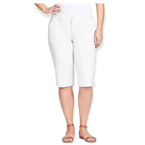 Gloria Vanderbilt Petites Crystal White Ribbed Utility Skimmer Capri Pantsā4P