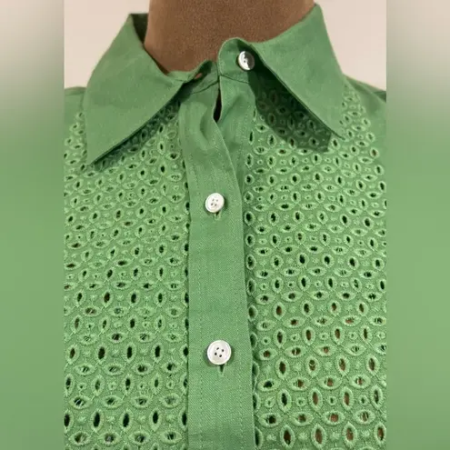 Talbots  Green. Button Down Collar Long Sleeves. Pearl Buttons Sz XS 100% Linen. - Image 3