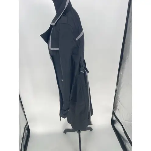 Apostrophe Womens XL Black/silver Double Breasted Trench Coat with Belt