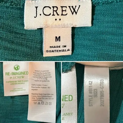 J. Crew Casual Cotton Short Sleeve Tie Waist Tshirt Dress Marled Teal Green M Green Size M