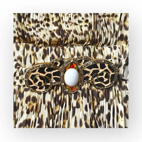 Roberto Cavalli Class đ’€Luxe Crystal Enameled Metal Belt Top đ’€Leopard Print đ’€4