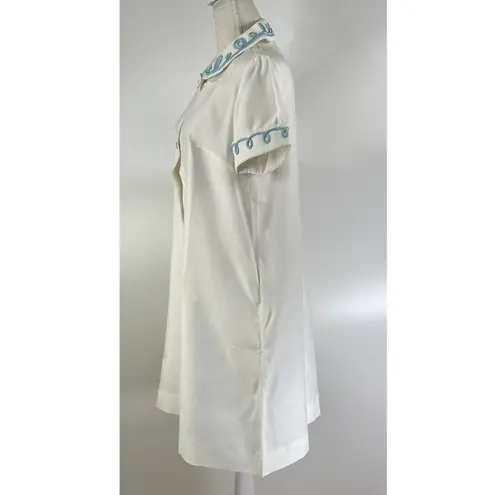 Vintage 80s Dress Dorian Peter Pan Collar White Aline Uniform Fairy Kei Size M