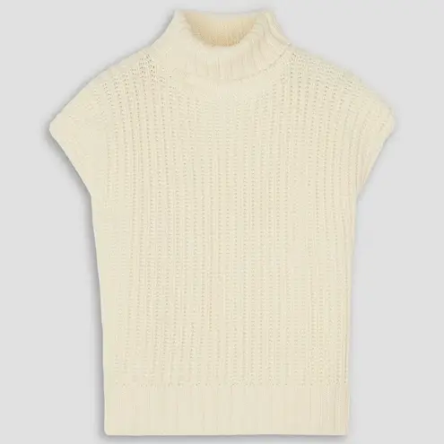 STAUD Bette merino wool rib-knit cap sleeve turtleneck sweater size S small NEW