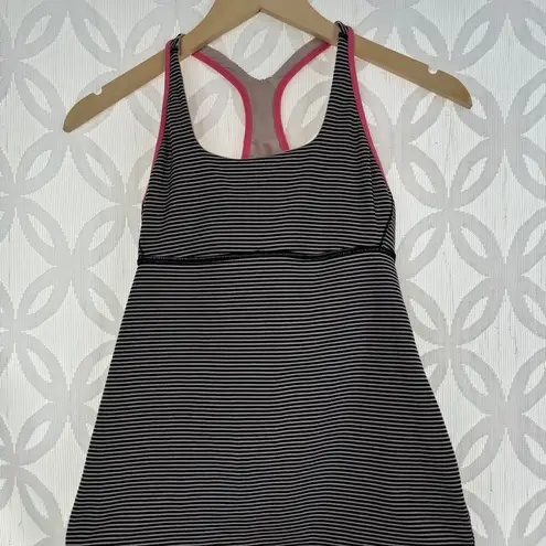 Lululemon  Satnam Tank Mini Pop Stripe Black Mink Berry Pink Lemonade Size 6