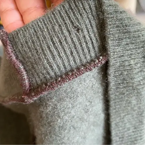 Anthropologie Patchwork cashmere wrap dress sweater brown floral embroidered size medium/large